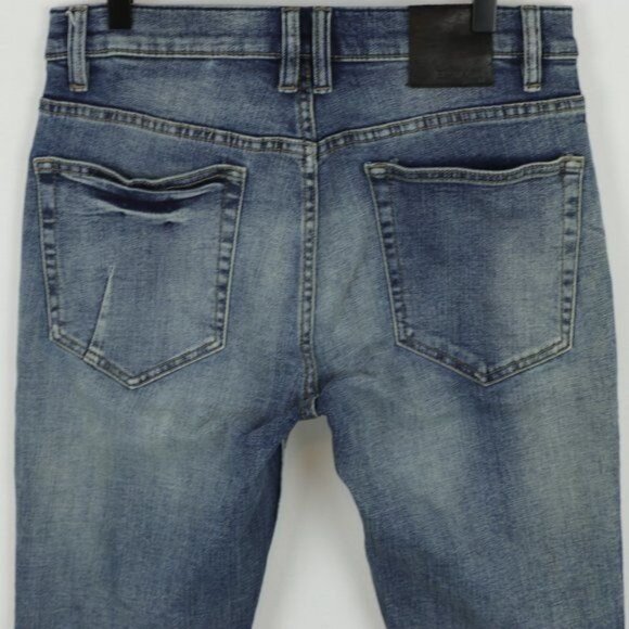 Blank NYC Horatio Men's Size 31 Blue Denim Tuxedo Stripe Skinny Jeans - Picture 4 of 11